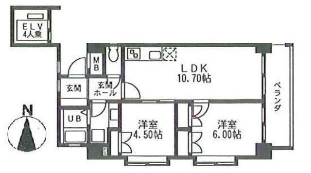 YM三鷹(2LDK/4階)の間取り写真