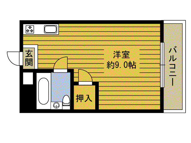 アピアスKAZU 参番館(ワンルーム/3階)の間取り写真