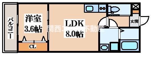 ジーメゾン鳥居アヴェニエ(1LDK/1階)の間取り写真