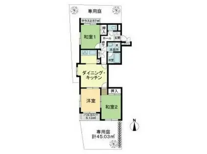 ライオンズマンション東伏見(3DK/1階)の間取り写真