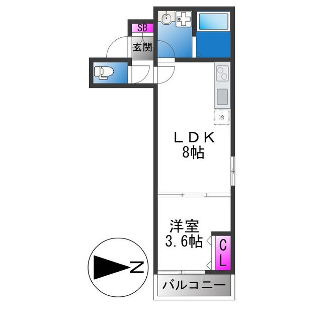 D PORTA HORTENSIA(1LDK/1階)の間取り写真
