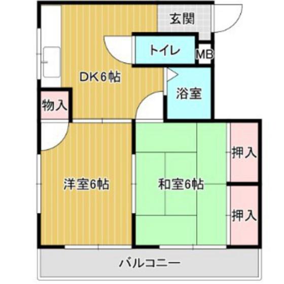 光苑ハイム(2DK/3階)の間取り写真