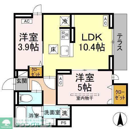 セレスティア上北沢(2LDK/3階)の間取り写真