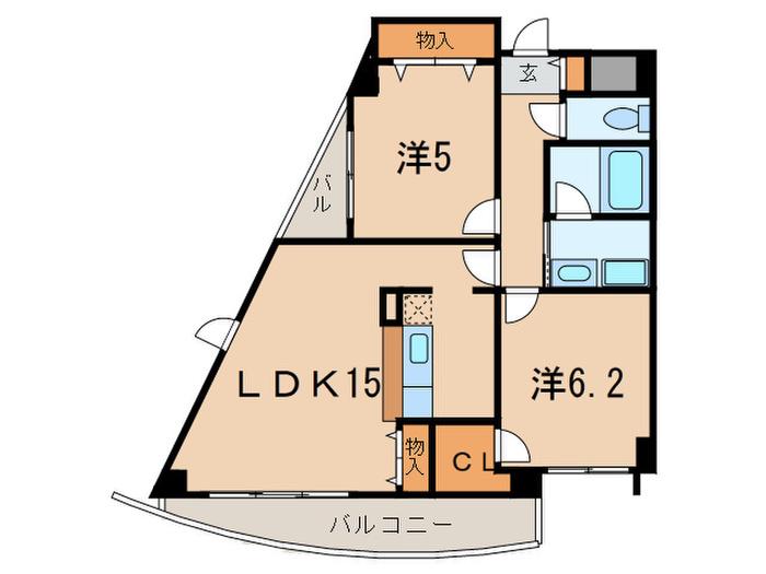 カーサコモド芦屋(2LDK/4階)の間取り写真