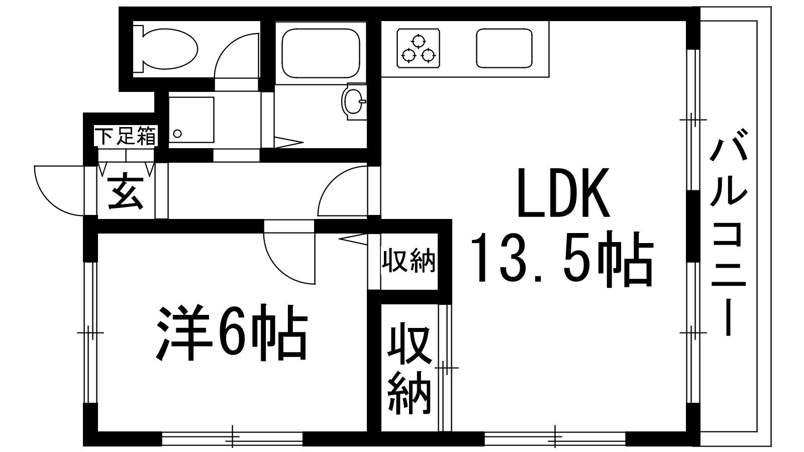 ファミーユ宝塚(1LDK/2階)の間取り写真