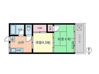 ヒルズ梶山(2K/2階)の間取り写真