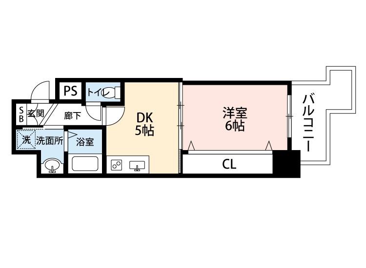 クレール宿院(1DK/2階)の間取り写真