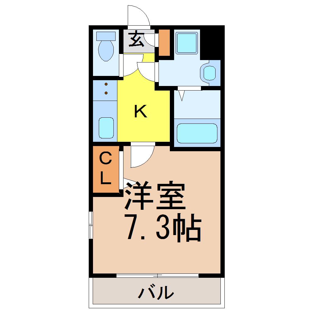 エスパシオE&C(1K/1階)の間取り写真