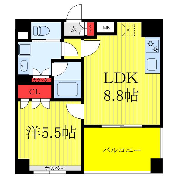 ダイナシティ赤羽(1LDK/7階)の間取り写真