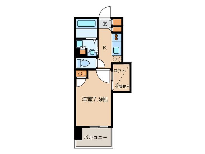 アクタス博多Vタワー(1K/8階)の間取り写真