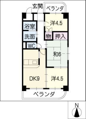 レジデンス中江(3DK/1階)の間取り写真