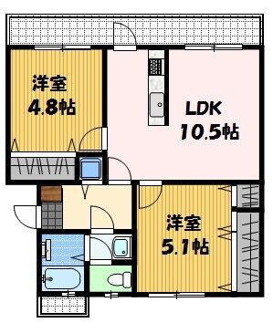 フロンティア葉山(2LDK/5階)の間取り写真
