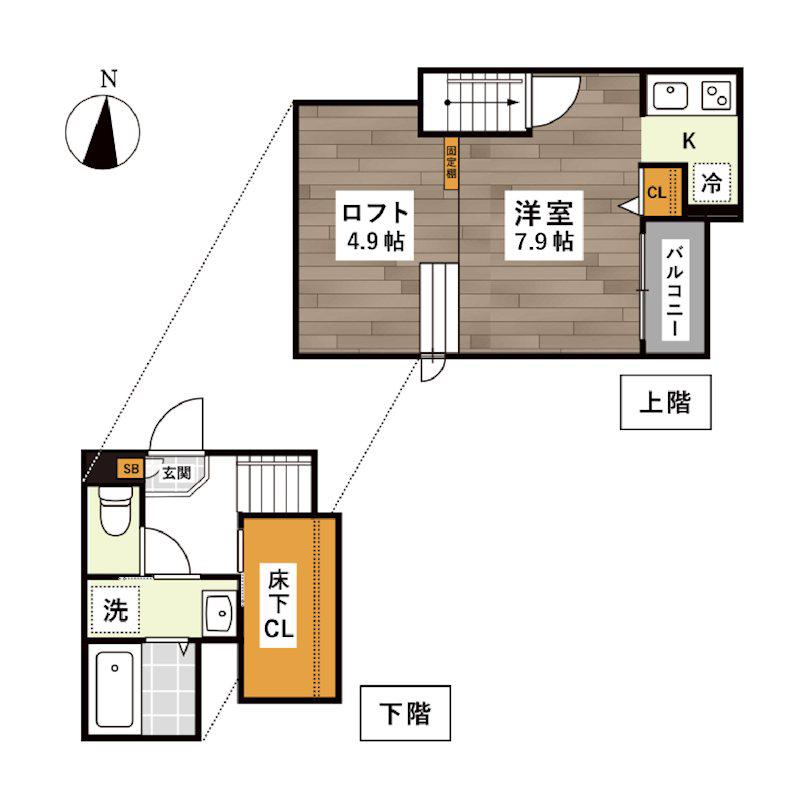 ADC八王寺エステラブル(1K/2階)の間取り写真