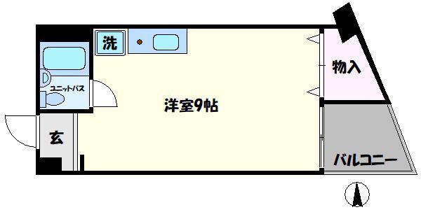 新町ダイアパレスII号館(ワンルーム/4階)の間取り写真