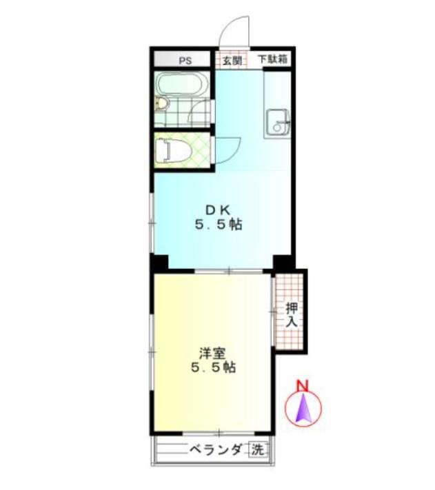 パレドール大和(1DK/4階)の間取り写真