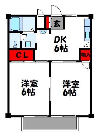 サンライズ寿(2DK/2階)の間取り写真