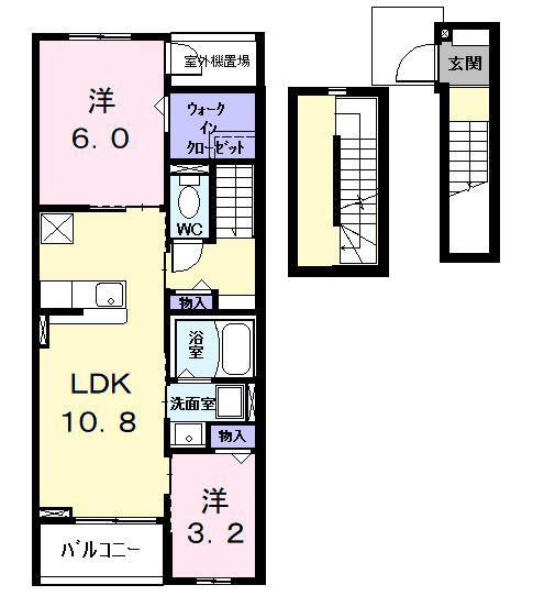 レントンハウス(2LDK/3階)の間取り写真