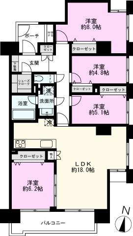 ライオンズヴィアーレ大宮(4LDK/11階)の間取り写真