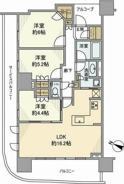 ドレッセタワー南町田グランベリーパーク(3LDK/10階)の間取り写真