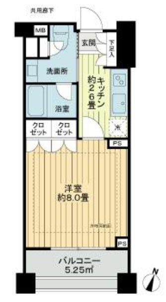 リビオ東中野(1K/3階)の間取り写真