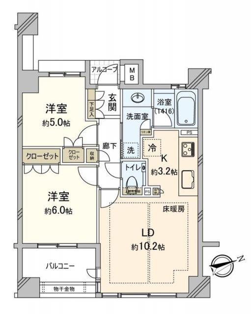 プラウド立川(2LDK/2階)の間取り写真