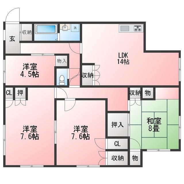 エステート武蔵野(4LDK/1階)の間取り写真
