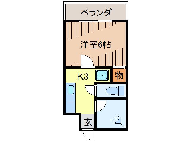 CASTLE I(1K/6階)の間取り写真