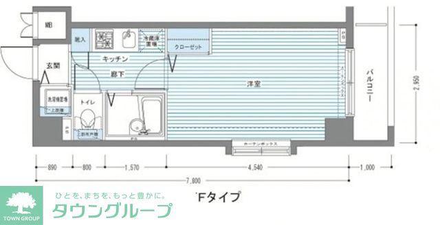 レジディア多摩川(1K/4階)の間取り写真