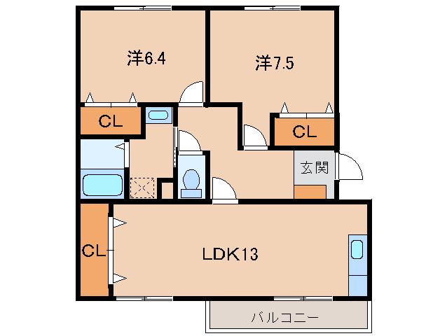 メゾン名草(2LDK/3階)の間取り写真