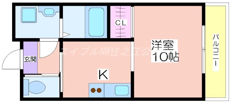 ルナコート南港中(ワンルーム/2階)の間取り写真