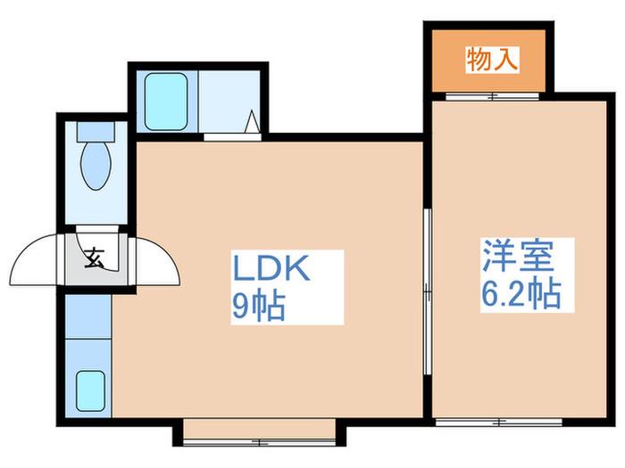 第6ベルハイム(1LDK/2階)の間取り写真