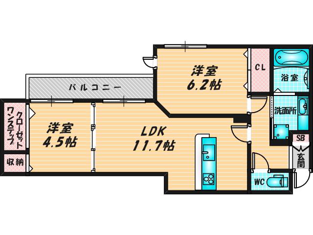 LA LUCE(2LDK/2階)の間取り写真
