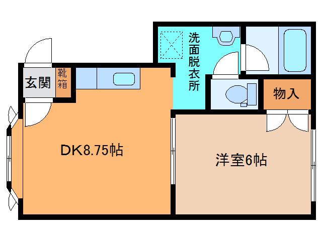 オアシス2(1DK/2階)の間取り写真
