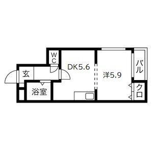 ウインダムヒル医大前(1DK/3階)の間取り写真