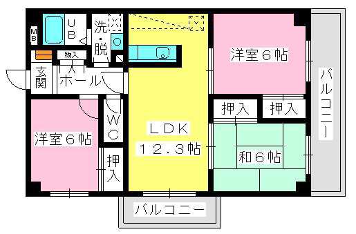 ソフィア(3LDK/6階)の間取り写真
