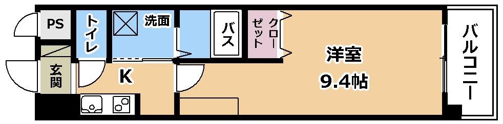 RAINBOW CITY MINAMIKUSATSU(1K/2階)の間取り写真