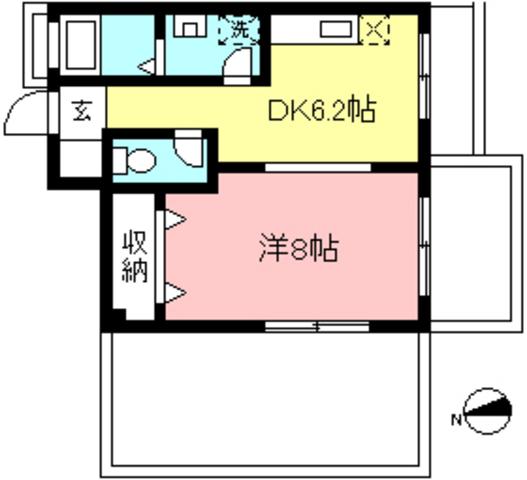 ブランドール.U(1DK/3階)の間取り写真