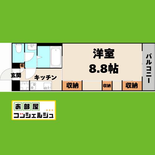リブリ・中小田井(1K/1階)の間取り写真