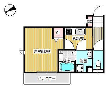 SURFINIA堅田(1K/3階)の間取り写真