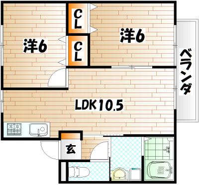 パークハイム(2LDK/1階)の間取り写真