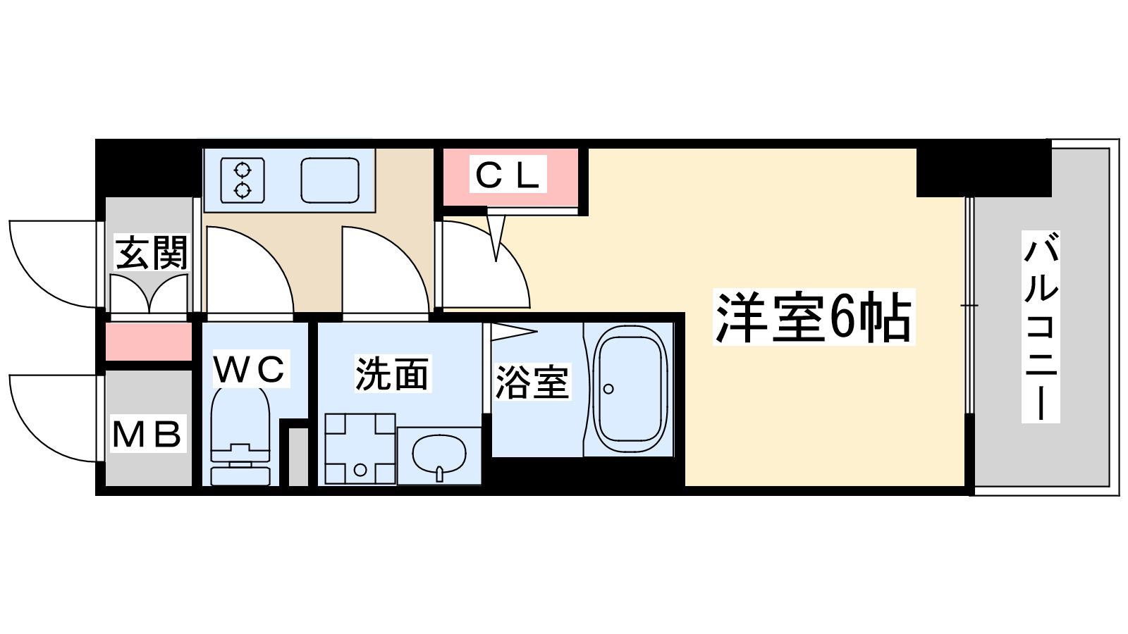 エスリードレジデンス梅田グランゲート(1K/9階)の間取り写真