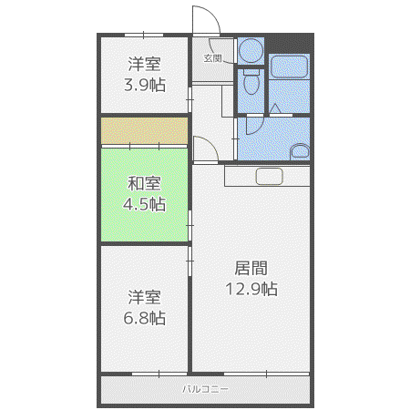 平岸ファースト(3LDK/4階)の間取り写真