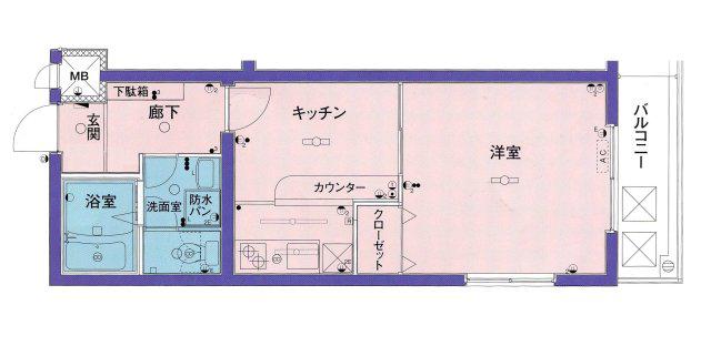 菱和パレス駒沢大学(1DK/5階)の間取り写真