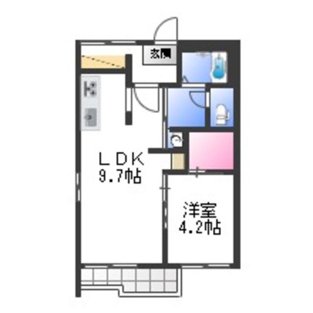 タウニィ浜代II(1LDK/2階)の間取り写真