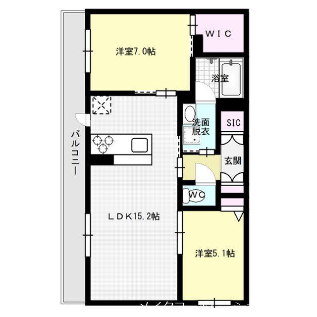 シャーメゾン大野城(2LDK/3階)の間取り写真