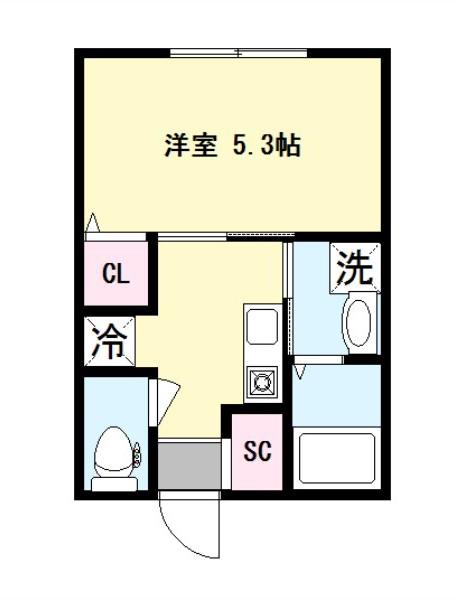 ブラン霞(1K/1階)の間取り写真