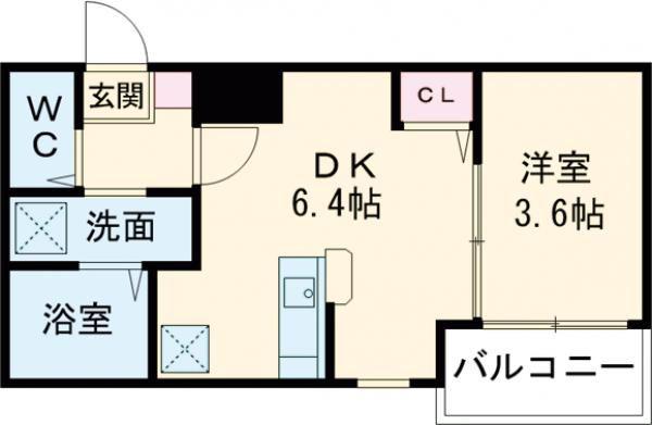 賑町シーエム・ディス(1DK/3階)の間取り写真