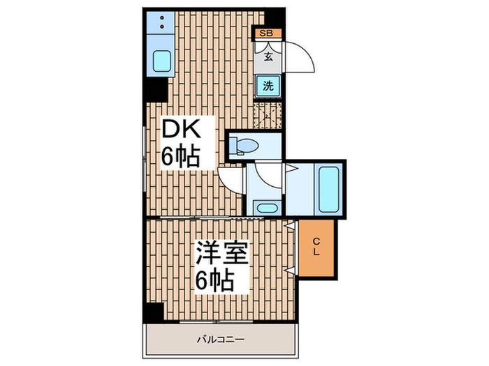クレール島津山(1DK/9階)の間取り写真