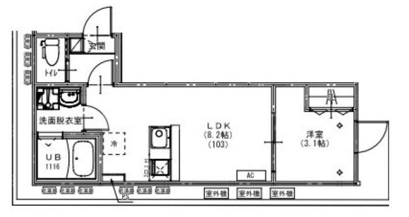 KEIAI RESIDENCE 北習志野III(1LDK/1階)の間取り写真