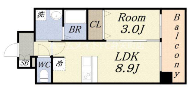 プレリス阿波座BLOOM(1LDK/12階)の間取り写真